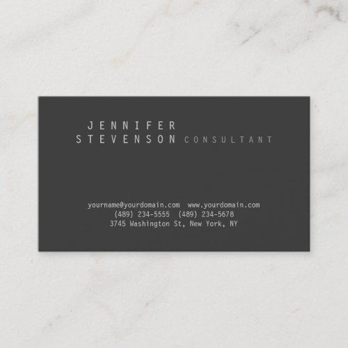 Chic Trendy Stylish Gray Clean Business Card