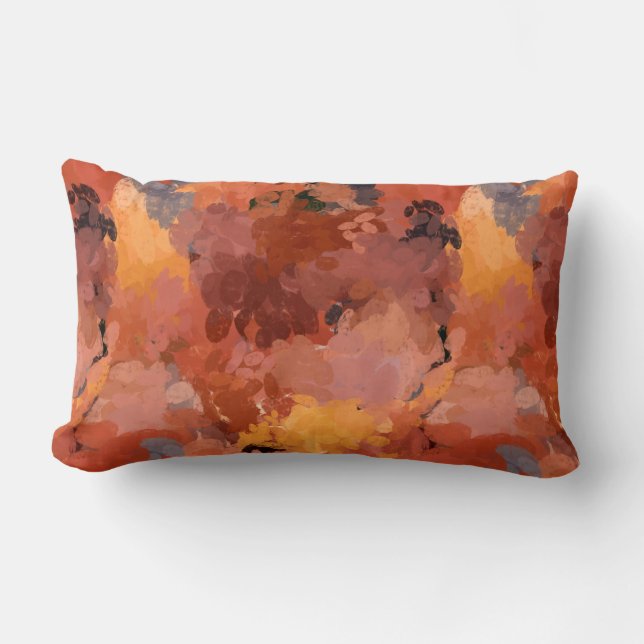 Chic Trendy Terracotta Rust Brown Abstract Lumbar Pillow (Front)