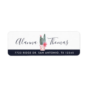 Chic, Trendy Watercolor Floral Cactus Plant Label