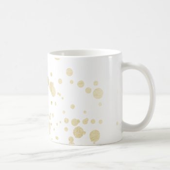 Chic Trendy White Faux Gold Elegant Confetti Dots Coffee Mug by pink_water at Zazzle