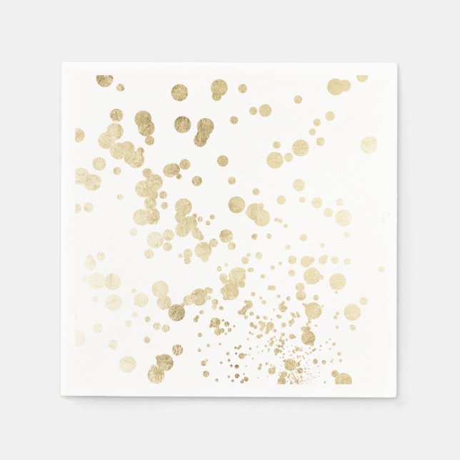 Chic trendy white faux gold elegant confetti dots napkins (Front)