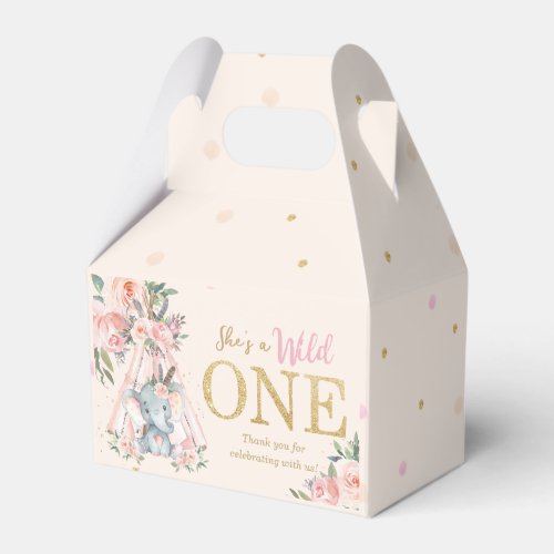 Chic Tribal Cute Elephant Blush Floral Wild One  Favor Boxes