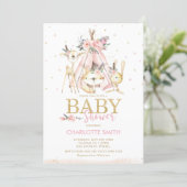 Chic Tribal Woodland Animals Pink Girl Baby Shower Invitation (Standing Front)
