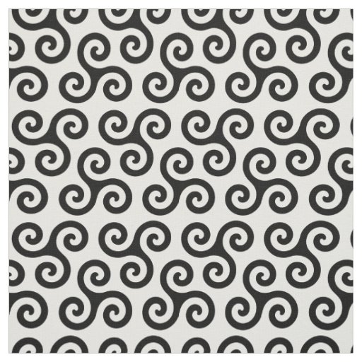 Chic Triple Spiral Celtic triskele Symbol Pattern Fabric
