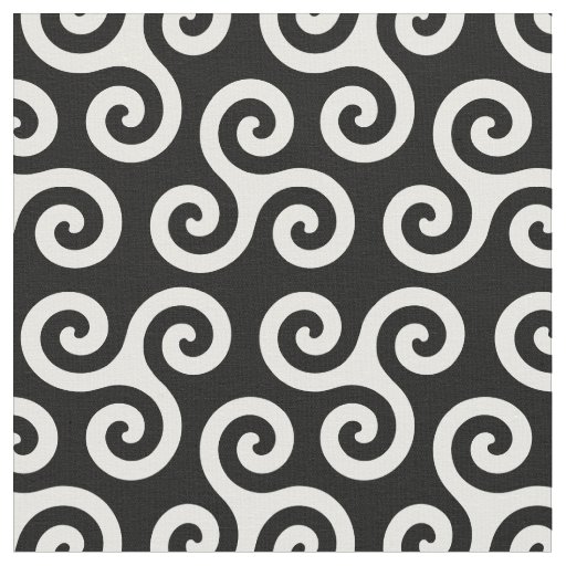 Chic Triple Spiral Celtic triskele Symbol Pattern Fabric
