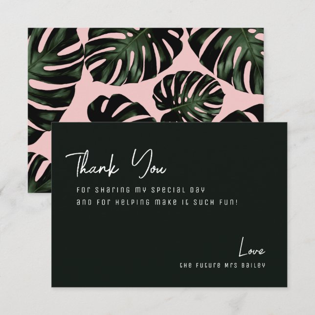 Chic Tropical Beach Bridal Shower Thank You Card (Front/Back)