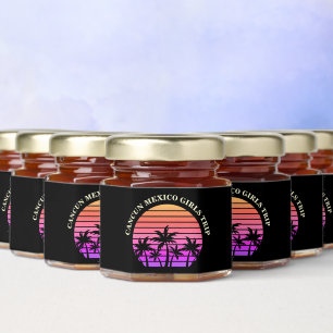 Chic Tropical Beach Girls Trip Pink Black Honey Jar Favors