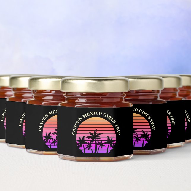 Chic Tropical Beach Girls Trip Pink Black Honey Jar Favors (Multi)