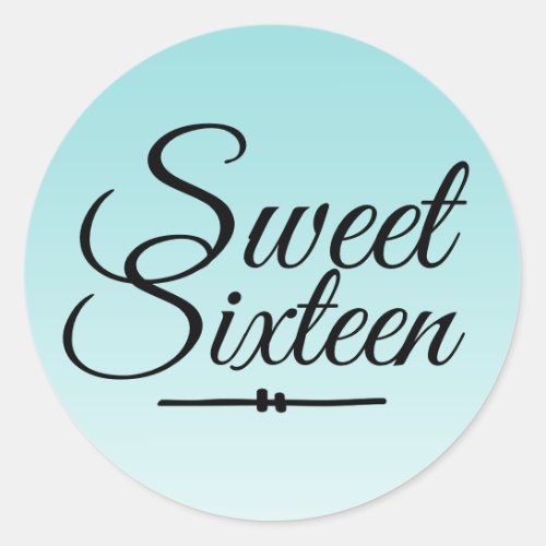 Chic Tropical Blue Ombre Sweet 16 16th Birthday Classic Round Sticker