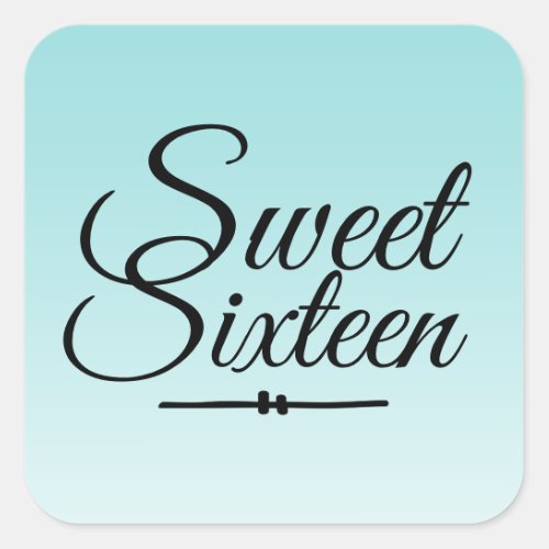 Chic Tropical Blue Ombre Sweet 16 16th Birthday Square Sticker