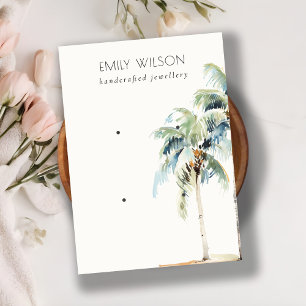 Chic Tropical Coastal Palm Tree 2 Earring Display Business Card