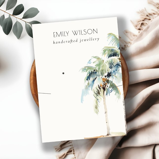 Chic Tropical Coastal Palm Tree Necklace Earring Business Card (Creator Uploaded)