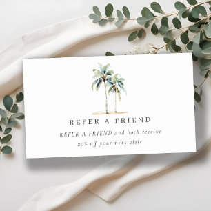 Chic Tropical Coastal Palm Trees Refer A Friend Business Card