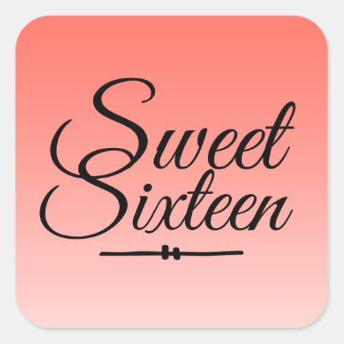 Chic Tropical Coral Ombre Sweet 16 16th Birthday Square Sticker
