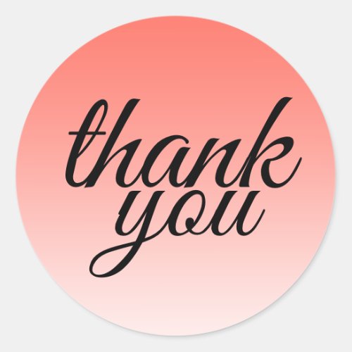 Chic tropical coral ombre thank you classic round sticker