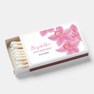 Chic Tropical Floral Pink Orchid Birthday  Matchboxes