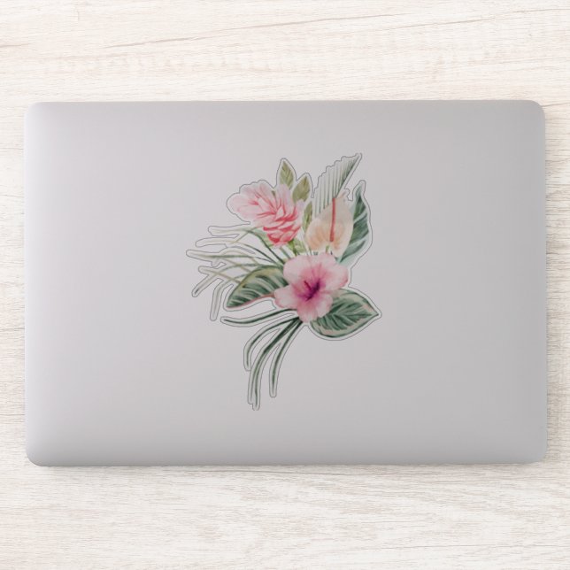 Chic Tropical Flowers Sticker (Computer)