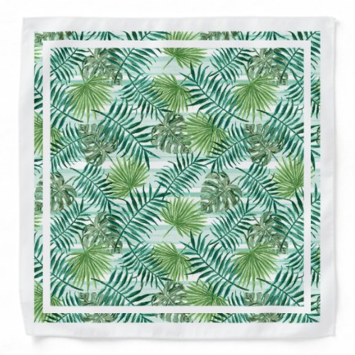 Chic Tropical Green Palm Tree Leaves Summer Art Bandana