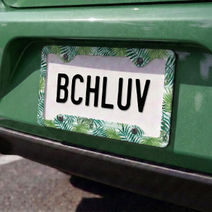 Chic Tropical Green Palm Tree Leaves Summer Art License Plate Frame