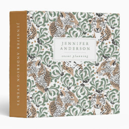 Chic Tropical Leaves &amp; Leopards Personalized 3 Ring Binder