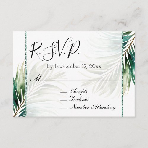 Chic Tropical Leaves RSVP Enclosure Card