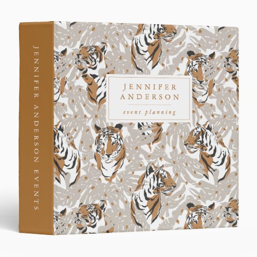 Chic Tropical Leaves  Tigers Personalized 3 Ring Binder