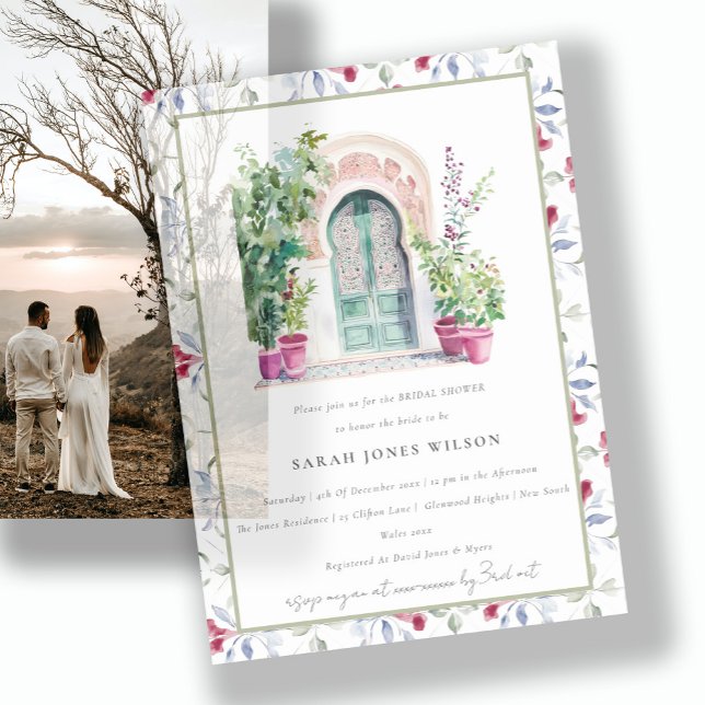 Chic Tropical Moroccan Doorway Bridal Shower Vellum Invitations (Creator Uploaded)