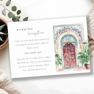 Chic Tropical Moroccan Doorway Wedding Reception Enclosure Card