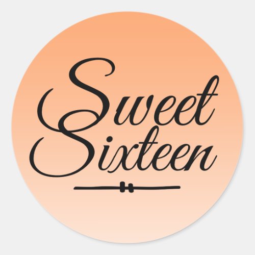 Chic Tropical Orange Ombre Sweet 16 16th Birthday Classic Round Sticker