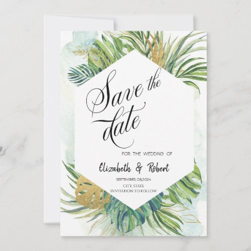 Chic Tropical Palm Leaves Summer Save The Date