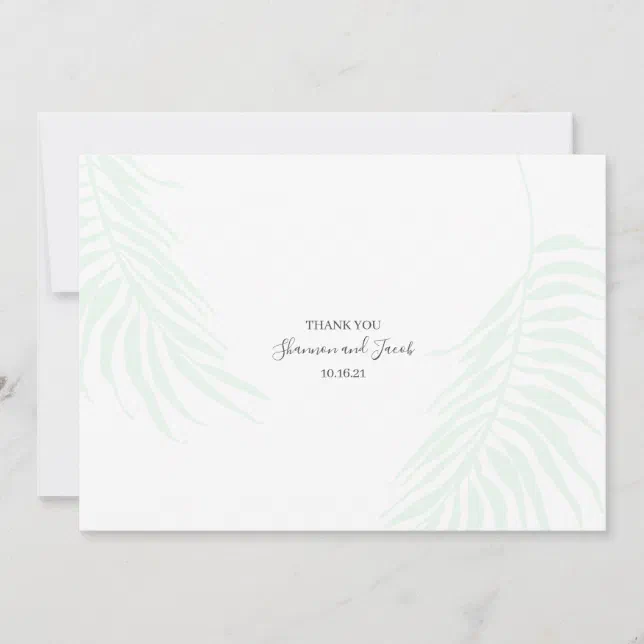 Chic Tropical Palm Tree Leaves Thank You Note Card | Zazzle
