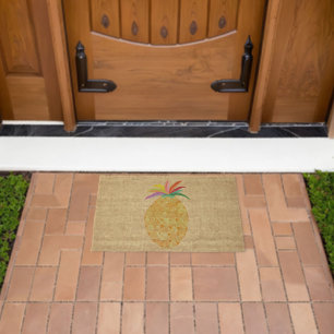 Chic Tropical Pineapple  Fiber Doormat