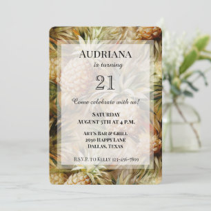 Chic Tropical Pineapples Birthday Invitation