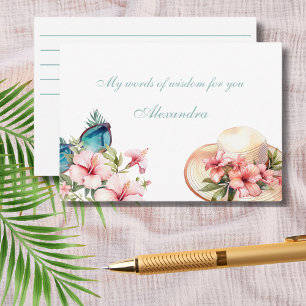 Chic Tropical Pink Floral Beach Bridal Shower Enclosure Card