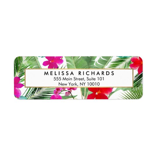 Chic Tropical Print Watercolor Designer Label | Zazzle.com