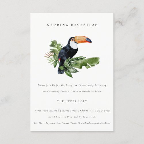 Chic Tropical Rainforest Toucan Wedding Reception Enclosure Card