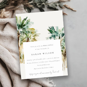 Chic Tropical Watercolor Palm Trees Bridal Shower Invitation