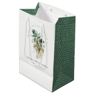 Chic Tropical Watercolor Palm Trees Bridal Shower Medium Gift Bag