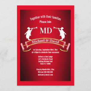 Chic trumpet blowers formal banner wedding invitation