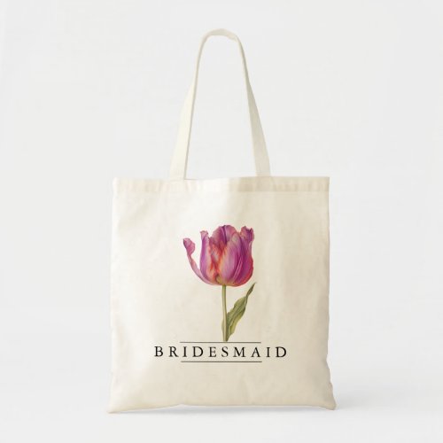 Chic Tulip Floral Botanical_Personalize_Budget Tote Bag