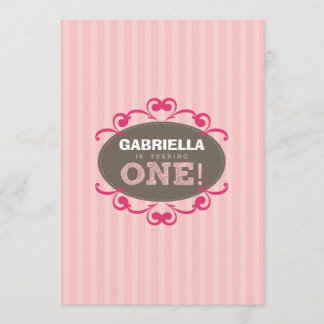 Chic Turning 1 Birthday Party Invitation (pink)