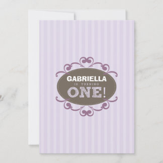 Chic Turning 1 Birthday Party Invitation (purple)