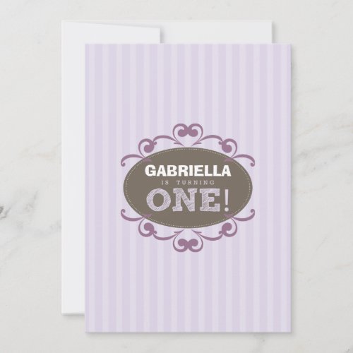 Chic Turning 1 Birthday Party Invitation (purple)