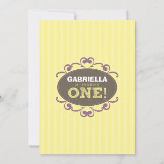 Chic Turning 1 Birthday Party Invitation (yellow)