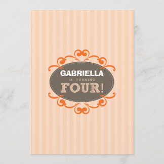 Chic Turning 4 Birthday Party Invitation (peach)