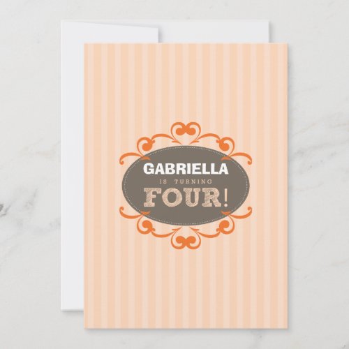 Chic Turning 4 Birthday Party Invitation (peach)