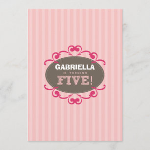 Chic Turning 5 Birthday Party Invitation (pink)