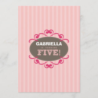 Chic Turning 5 Birthday Party Invitation (pink)