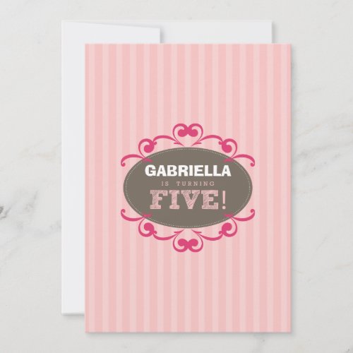 Chic Turning 5 Birthday Party Invitation (pink)