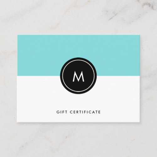 Chic Turquoise and Black  Gift Certificate